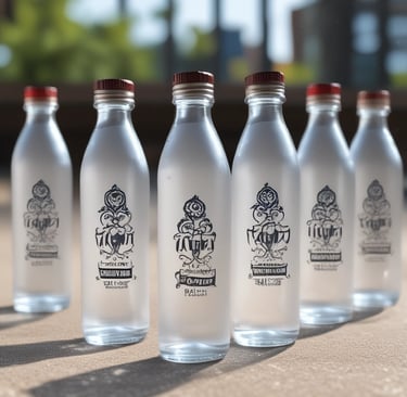 A person is holding a white water bottle prominently towards the camera, with a blurred background. The focus is on the bottle, which has a simple design with a clear lid.