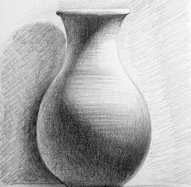 Pencil study of plain vase