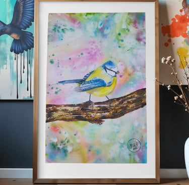 aquarelle mésange décoration cadeau 
