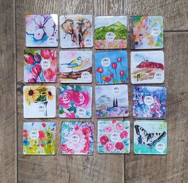 Magnets artistiques aquarelle art cadeau déco