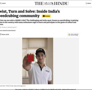 Medhansh Seth on The Hindu Website