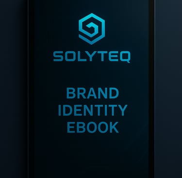 a tablet with a logo on it and a tablet with the word, brand identity