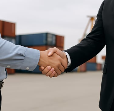 "Handshake symbolizing partnership with Indian suppliers"