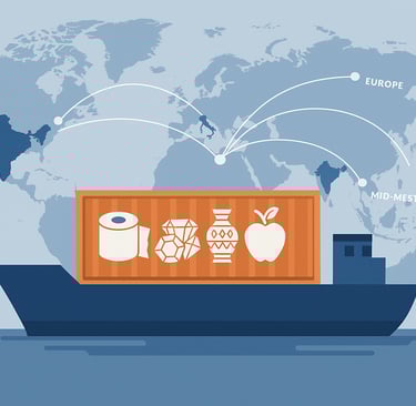Global export and supplier illustration.