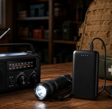 Descubre por qué una radio de emergencia con manivela, una linterna fiable y un powerbank son tres e