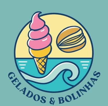 a logo for a restaurant called gelados e bolinhas