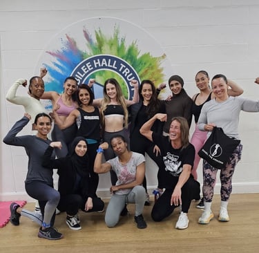 A group of people in fitness training
