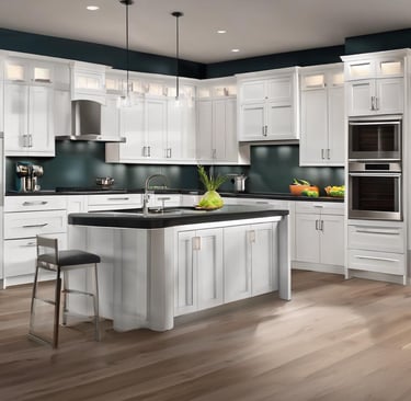 Classic white Shaker kitchen with island