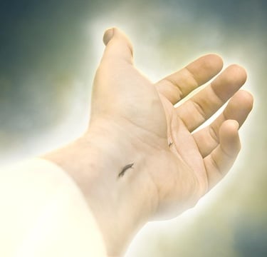 a stretching piercing hand