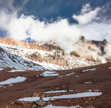 Fog and Light Snow on Aconcagua