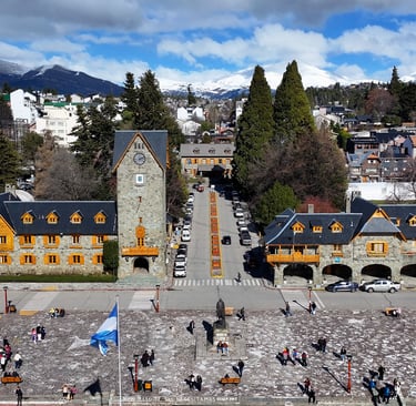 Aerial-Civic-Center-Bariloche-skyline-in-bariloche