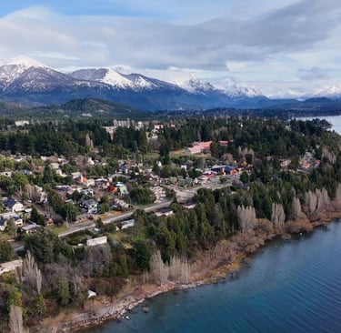 Aerial View of Sunset Sky in San Carlos de Bariloche Rio Negro Argentina.