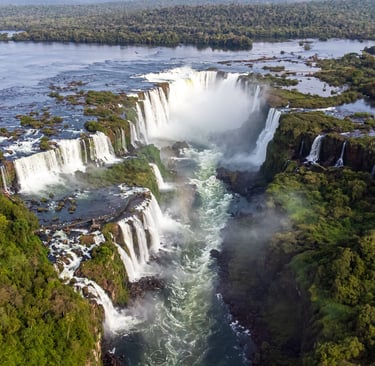 Aerial view of the Iguassu Falls from a helicopter