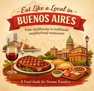 Empanadas, wine, steak overlay Congress and Puente de la Mujer