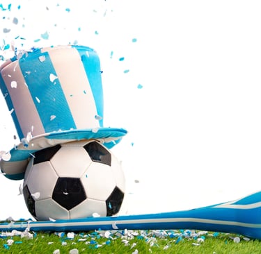 Football wearing an Argentinian Fan Hat