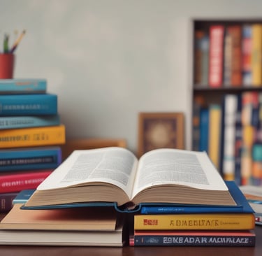 A stack of academic books focused on entrance exams such as SSB Interviews, CDS, and CLAT. The books are neatly arranged, displaying a variety of colors and fonts, each with distinct covers indicating the title and the publisher.