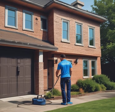 A man pressure washing a driveway.