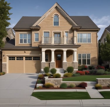 A man with Blu inscription on the back of the shirt pressure washing.