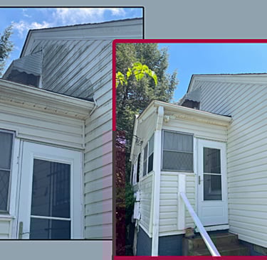 Before & after picture of a house professionally pressure washed.