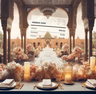 arab palace decorated with pink flowers and candles with a table