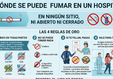 ¿Dónde se puede fumar en el hospital?