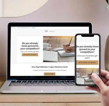 Mockup scenery with website on laptop screen and cell phone