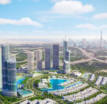 Sobha Hartland II, a luxury community in Dubai with expansive green areas and stunning waterfront vi