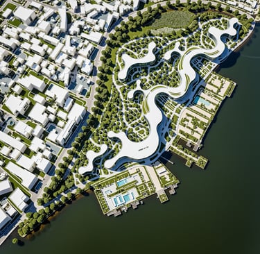 Waterfront urban masterplan architecture project integrating landscape and public space in Hangzhou
