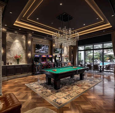 Heated pool and landscaped terraces in the private backyard of Château Forest Hill, Toronto