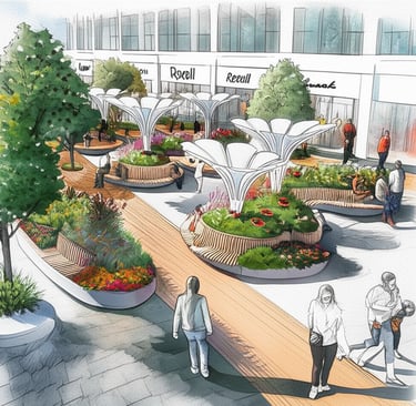 Public realm intersection architecture transforming Yonge and Sheppard into a pedestrian civic space