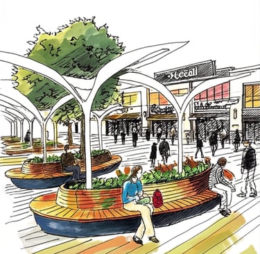 Public realm intersection architecture transforming Yonge and Sheppard into a pedestrian civic space