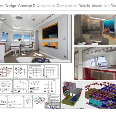 Yacht Interior Design, Thunderbird 2 interior, catamaran interior