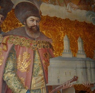 Vasile Lupu si familia sa. Biserica Trei Ierarhi, Iasi.