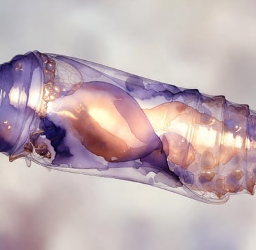 Chrysalis metamorphosis illustration non-linear eating disorder transformation Paris