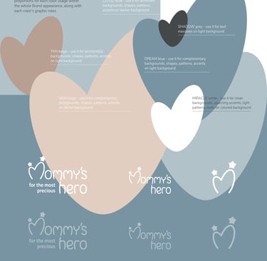 Cute and gentle Logo and Brand Identity for baby store Mommy's Hero, color palette