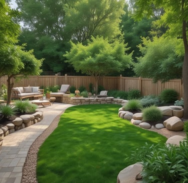A cheerful team member from Bow Wow Waste Warriors picking up dog waste in a sunny Fort Worth park.