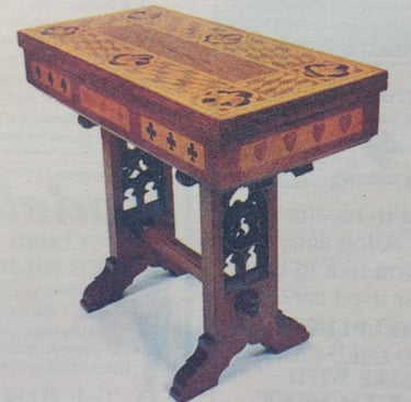 Victorian Gothic Revival walnut card table by the Arts & Crafts designer William Burgess