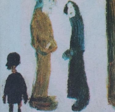 Postcard-sized oil on panel by L.S. Lowry