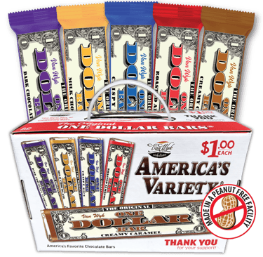a box of american variety variety of chocolate bars