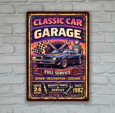 garage car sign board