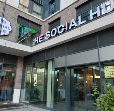 The main entrance to the Social Hub