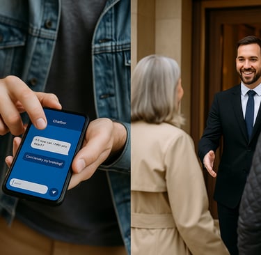 Here is the realistic image you requested—showing the contrast between an impersonal chatbot interac