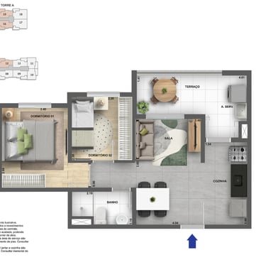 Planta de 2 dorms - like campo limpo