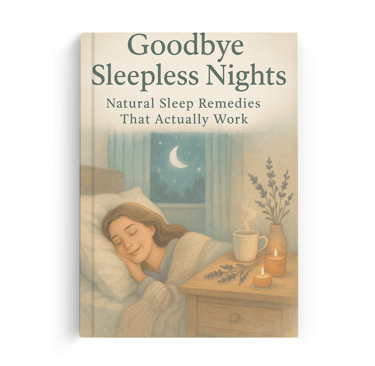 Goodbye Sleepless Nights ebook cover – natural sleep remedies and insomnia solutions, instant downlo