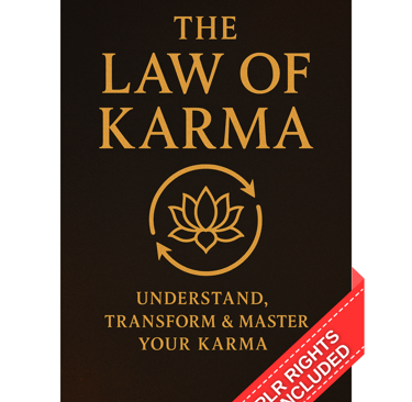 Law of Karma ebook cover – spiritual guide to karma, cause and effect, life lessons, instant downloa