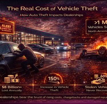 vehicle theft at dealership showing financial loss and damage impact