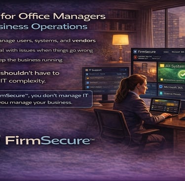 office manager monitoring IT systems and coordinating business operations