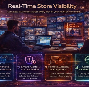 retail security monitoring dashboard with live camera feeds and alerts CrawlTech