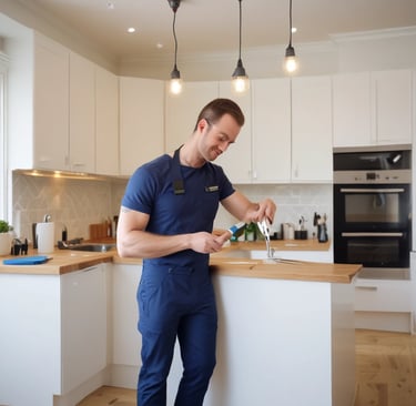 A lush green forest with sunlight filtering through the trees.