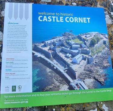 a sign that says "Castle Cornet"